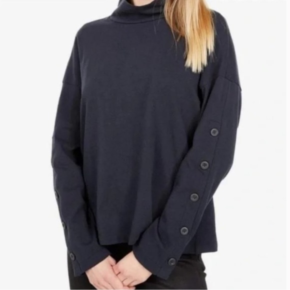Madewell Button-Sleeve Turtleneck Top Medium - Picture 1 of 8